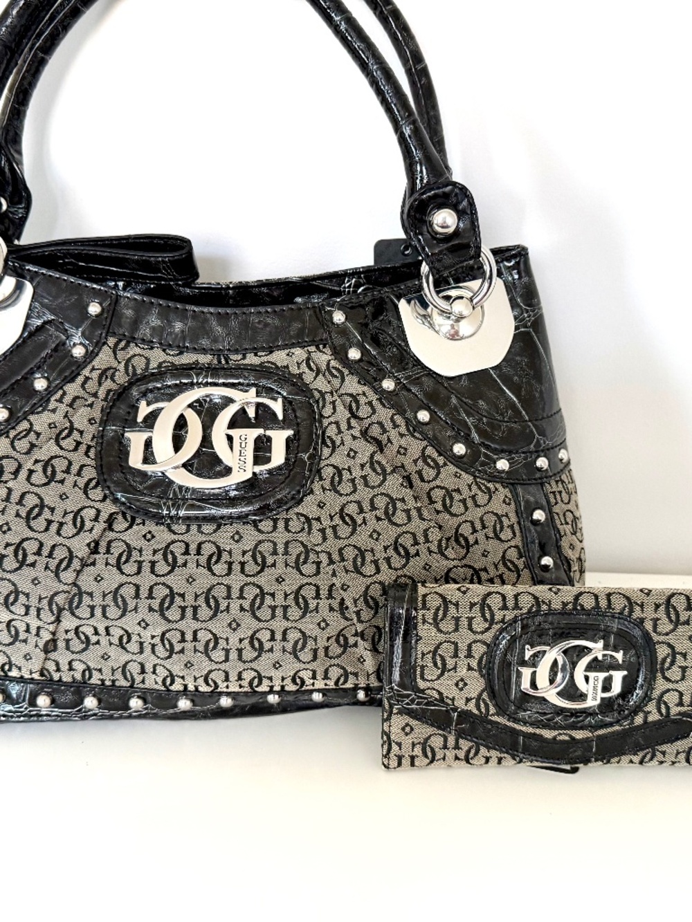 NWT GUESS LYNX VINTAGE Y2K LARGE SATCHEL BAG WITH TEXTURED OSTRICH LEATHER